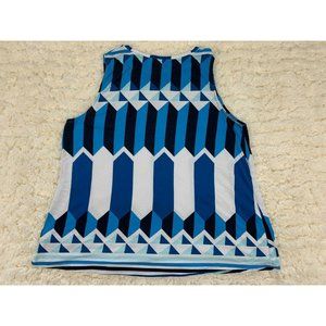 Croft & Barrow Womens 1X XL Blue Navy Mint Aqua Geometric Sleeveless Tank Top